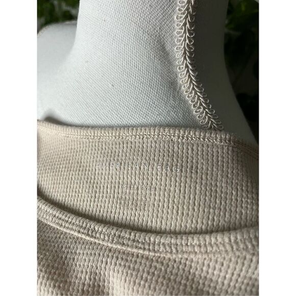 American Eagle Outfitters Tan Ruffle Short Sleeve Knit Crop Top Size XS - Picture 4 of 5